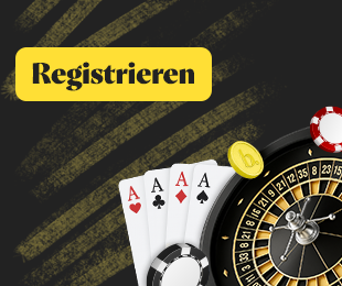 roulette und spielkarten mit registrieren button